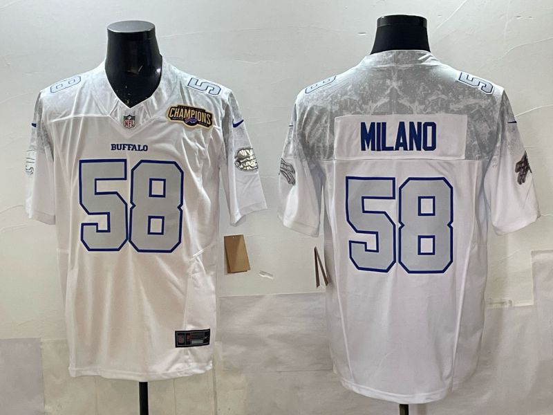 Men 2025 Buffalo Bills 58 Milano white 5th generation Throwback Nike Limited NFL Jersey style 003